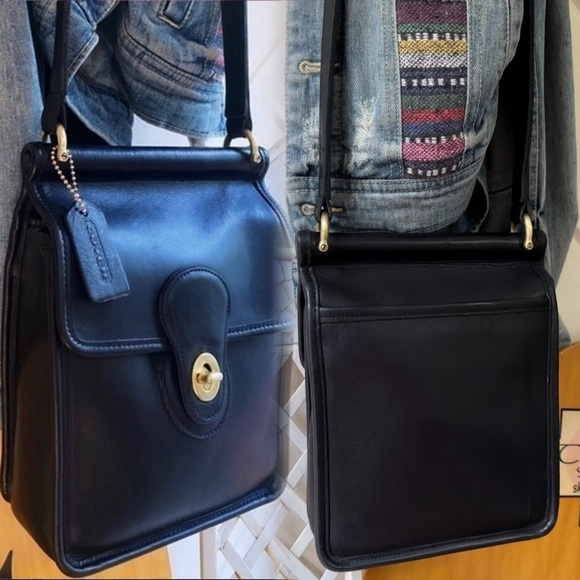 VINTAGE COACH BLACK LEATHER MURPHY BAG 9930 - Picture 12 of 17